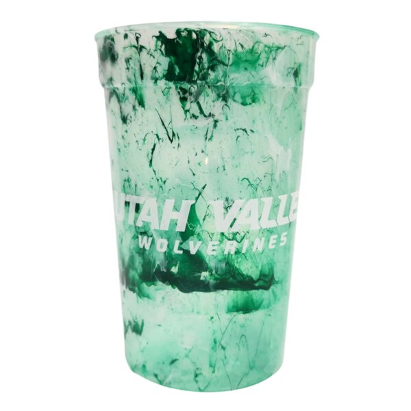 green splatter pattern plastic cup